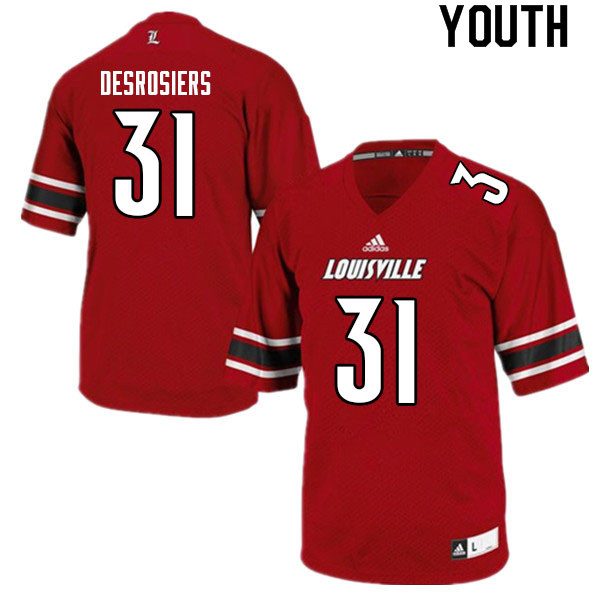 Youth #31 Gregory Desrosiers Louisville Cardinals College Football Jerseys Sale-Red - Click Image to Close